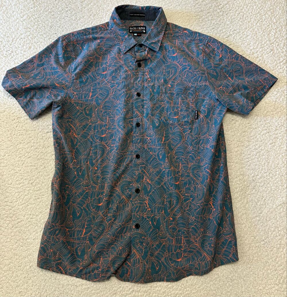 Baja Llama Mens Shorts Size Sleeve Button Down Shirt Large